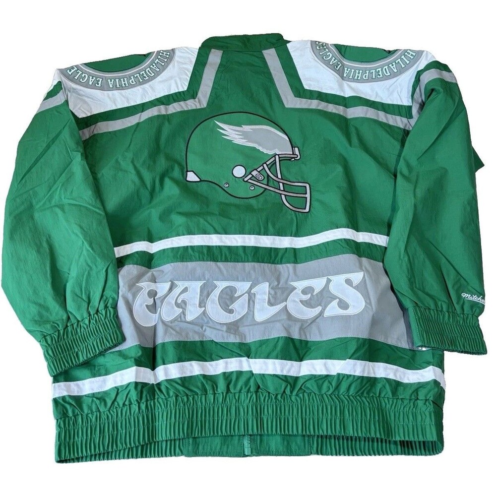 NWT Mitchell & Ness Philadelphia Eagles Kelly Green Full Zip Windbreaker Size L